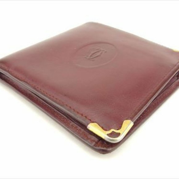 Authentic Cartier Wallet Purse Bifold Mastline Red Gold leather Woman - Picture 3 of 8